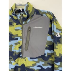 Eddie Bauer First Ascent Camo 1/4 Zip Pullover Fleece Mens Large‎ Lightweight